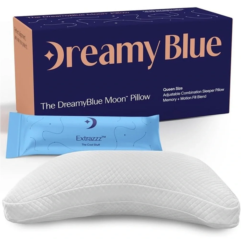 DreamyBlue Moon King Pillow Adjustable Loft Shredded Memory Foam w/ Luxury Cover